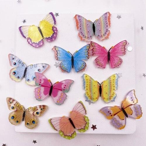 10PCS Kawaii Glitter Colorful Cute Planar Butterfly Flatback Acrylic Sheet Miniature Pattern Applique DIY Decor Ornament Craft