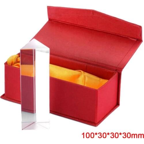 100x30x30x30mm Triangular Prism Optical Prisms Glass Physics Teaching Refracted Light Spectrum Children Students Present