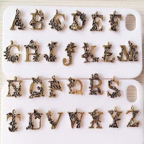 130pcs/lot 26 Letters Enamel Alloy Alphabet A-Z Letter Tag Charms For Jewelry Pendant Making Wholesale 18*13mm