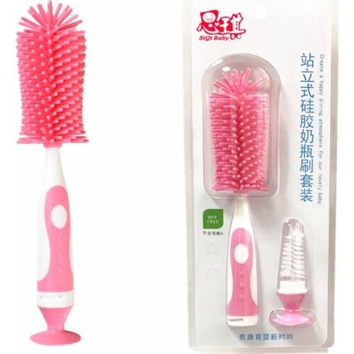 2 in 1 Silicone Bottle Brush Baby Bottle Cleaner Nipple Brush Detachable Brush For Feeding Bottle Cleaner for Narrow Neck Bottle