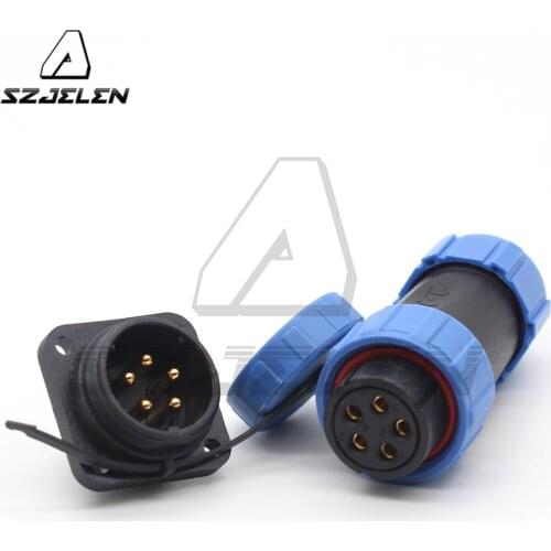 SP21 5 Pin Connector Outdoor Automotive Square Panel Mount Waterproof Connectors Male Socket and Female Plug IP68