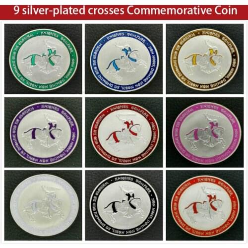 9 silver-plated crosses of different 9 colors Plated Commemorative Coin Badge Medal Souvenir Party Arts Gifts Souvenir