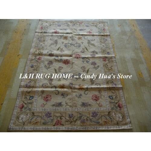 Free Shipping 4'x6' Needlepoint Handmade carpet rugs 100% New Zealand Wool Floral designs