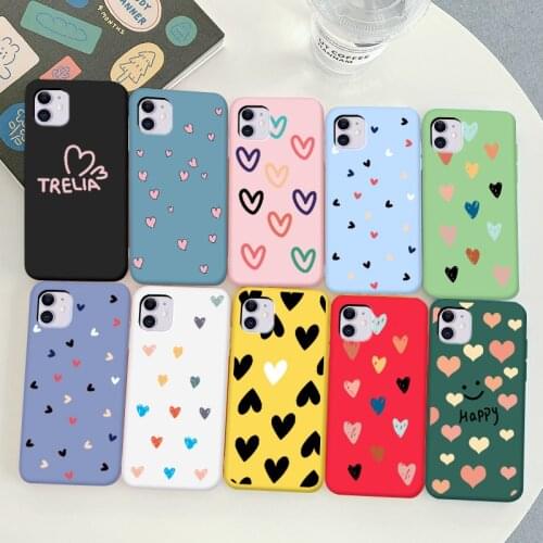 For iPhone 11 Power Case Protective Phone Shell Frosted Silicone Casing Power Color Heart-Shaped Soft TPU Back Cover