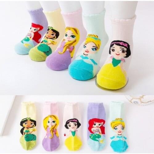 Disney Children socks Anime figure Anna Baixue sock casual xxx boys and girls Princess socks Non-slip Breathable Short Socks
