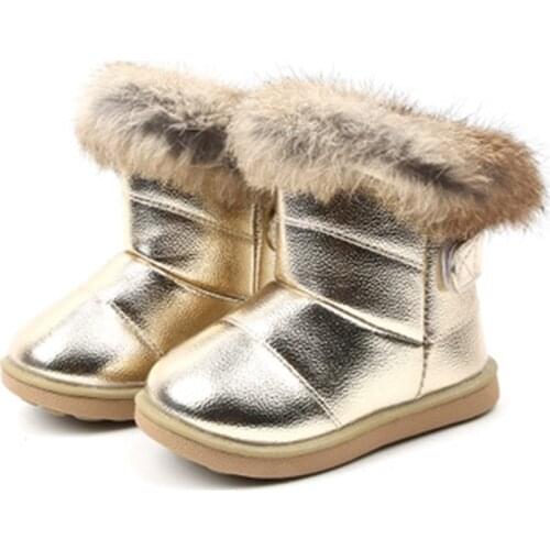 Baby Kids Winter Boots Girls Boys Snow Boots Warm Plush Rabbit Fur Children Winter Boots For Baby Girls Baby Boys Shoes