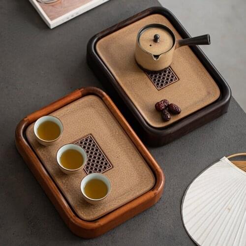 Eco Friendly Tea Tray Water Storage Dry Bubble Vintage Chinese Wood Tea Tray Luxury Tea Ceremony Plateau Bois Teaware DG50CP