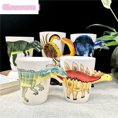 Glowworm Ceramic Cartoon Dinosaur Water Cup Cute Animal Tyrannosaurus Office Cup Creative Spine Dragon Mug Lianglong Coffee Cup