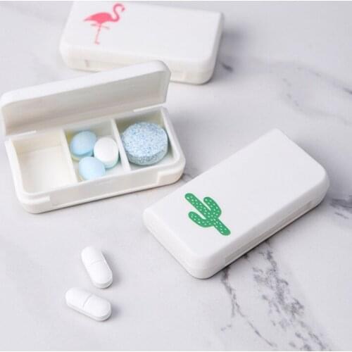 Mini Three-grid Pill Box Travel Portable Medicine Storage Box Simple Pattern Pill Box Portable Buckle Sealed Box For Home
