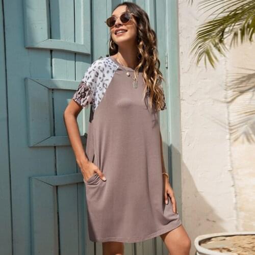 Summer Sexy Women Mini Dress Short Sleeve Leopard Print Slim Dresses Female Fashion O-Neck Casual Sundress Ladies Clothes New