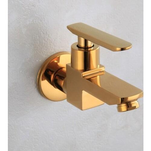 Copper Washing Machine Faucets Solid Brass Single Cold Wall Mounted Bibcock 1/2 Outdoor Garden Mop Pool Tap Gold/Chrome/Black