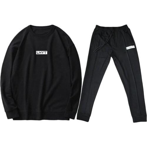 Men Autumn Winter Sets Tracksuit Cotton Solid Sweatshirt & Jogger Pants Two-Piece Chandal Hombre Casual Sportswear Track Suit