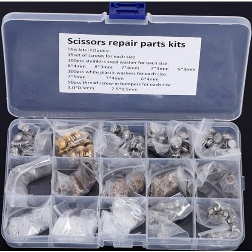 Multiple sizes Scissors Screws Parts Scissor repair Kit including Srcrews Bumbers Washers Salon Scissor Parts accessories
