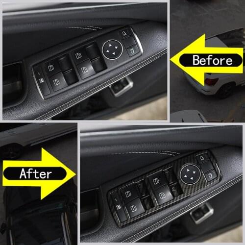 5pcs ABS Sticker Car Window Lift Switch Button Frame For Mercedes Benz A B C E GLE GLA CLA GLK Class W176 W204 W212 W166 W218