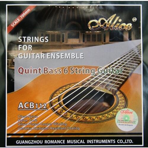 NEW Alice Quint bass 6 string Guitar 0.32-0.61 inch Clear nylon Siver-plated Copper Winding Monofilament Nylon 6 strings/set