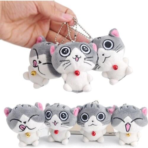 Original New Cute Plush Fur Doll Cat Keychain For Women Bag Car Charms Sweet Kitty Toy Key Ring Holder Trinket Wedding Gifts