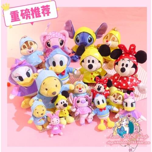 Disney Plush Toys Cute Minnie Mickey Mouse Schoolbag Pendant Raincoat Stitch Winnie The Pooh Creative Children Birthday Gift