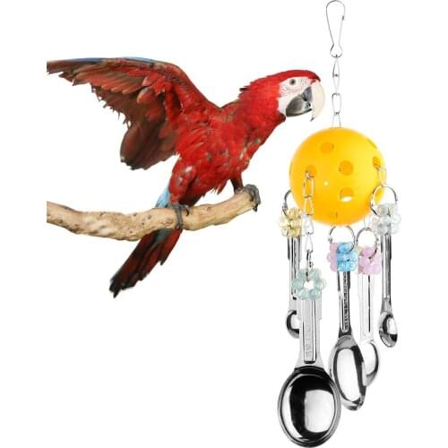 Rainbow Ball Pot Bird Toys Cage Hanging Parrot Chewing Toys Pot Ring Parrot Cage Toy for Entertaining Cockatoo and Macaw