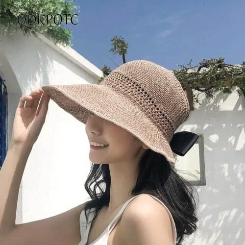 2021 Hat New Spring Summer Women Empty Top Sun Hats Fashion Knitting Breathable Simplicity Casual Shading Basin Cap QDKPOTC