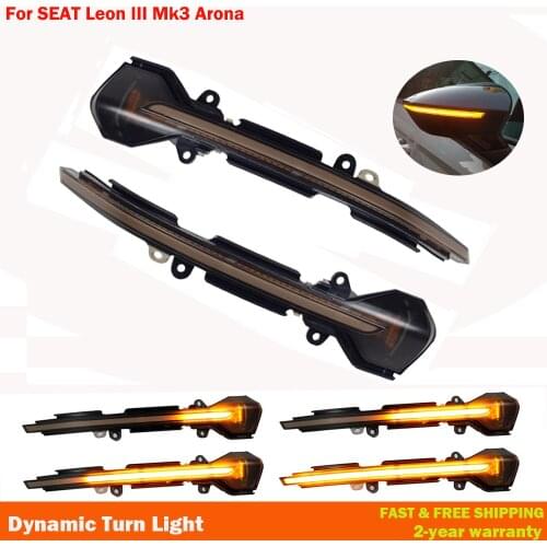 2Pcs LED Dynamic Turn Signal Blinker Sequential Side Mirror Indicator Light For SEAT Leon III Mk3 5F 13-18 Ibiza KJ Mk5 V Arona