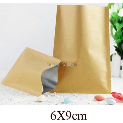 200PCS 6x9cm(2.4''x3.5'') Heat seal kraft paper bag,nut/candy/Tea kraft pack bag,Aluminum foil lining kraft paper bag