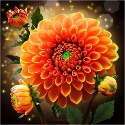 Embroidery Counted Cross Stitch Kits Needlework - Crafts 14 ct DMC Color DIY Arts Handmade Home Decor - Marigold