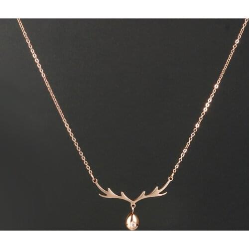 Small Antler Pendant Necklace Women Clavicle Chain Titanium Steel Fashion Simple Elk Temperament Forest Female Chain Jewelry