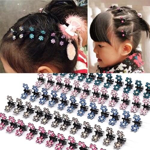12pcs/set Mini Rhinestone No-Slip Grips Hair Clips For Women Girls Glitter Metal Clamps Girl Hairpin Accessories For Baby Flower