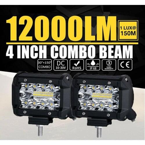 2pcs 4 Inch LED Work Light Bar Flood Spot Light Driving Lamps Offroad Car Truck SUV Screw Cap 60W Triple Row LED Work Lights New