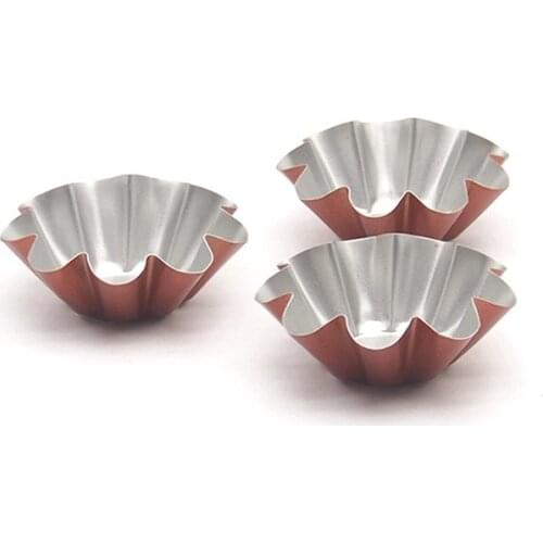 2pcs/set Non-Stick Reusable Tart Mold Chrysanthemum Cup Fruit Tarts Mold Pie Pan Muffin Cake Mold Pan Quiche Pan Tart Tin