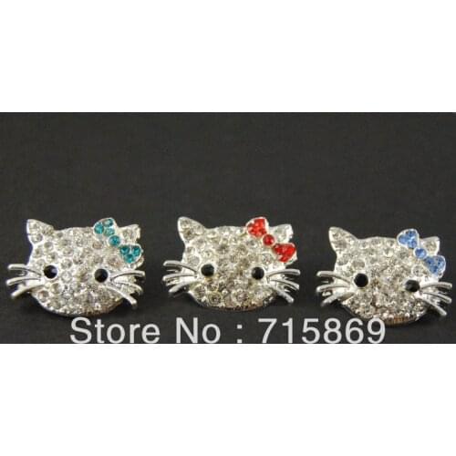 200Pcs/Lots Silver Tone Crystal Cat Bracelet Connector Beads Charms 18x20mm