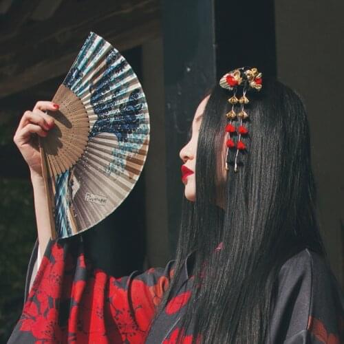 2019 Japanese style Kanagawa simulation silk bamboo fan dress