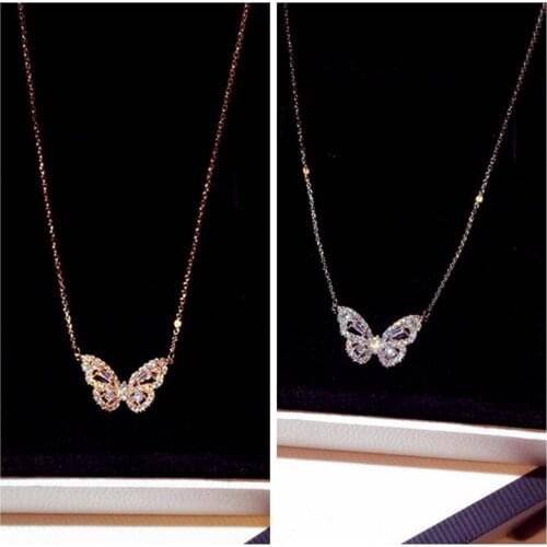 2020 New Fashion Chic Zircon Crystal Butterfly Female Pendant Necklace Shiny Crystal Wedding Ball Jewelry Valentines Day Gifts