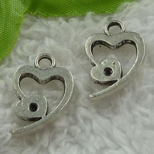 240 pieces antique silver heart charms 22x14mm #3684