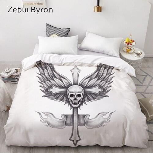 3D Duvet Cover 200x200/220x240,Comforter/Quilt/Blanket case Queen/King/Custom,Bedding Cross demon Skull,drop ship