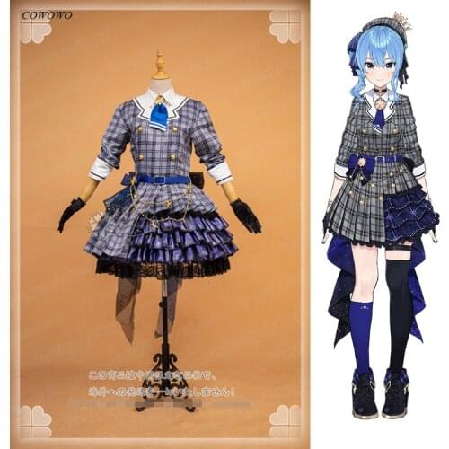 Anime! Vtuber Hololive Hosimati Suisei SJ Elegant Plaid Dress Uniform Cosplay Costume Halloween Party Role Play Outfit 2021 NEW
