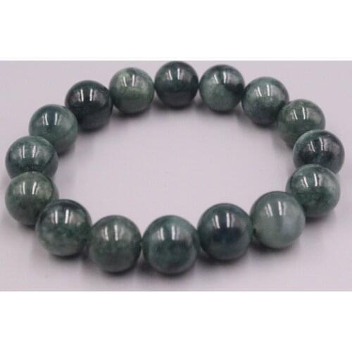 Genuine Natural Green A Jadeite 13mm Dark-Green Bead Bracelet Length from 5" to 9.8" For Lady