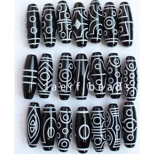 10x30mm Black DZI beads Tibet agate stone Oval Shape loose Beads 1pcs
