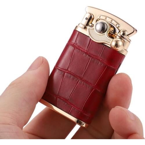 Lubinski Butane Cigar Lighters Zinc Alloy Crocodile Skin Single Straight Windproof Lighters Smoking Accesoires Gadgets for Men