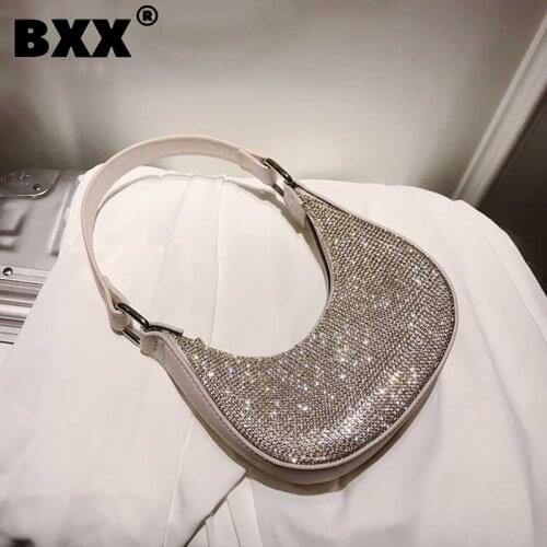 [BXX] Chain Diamonds PU Leather Crossbody Bags For Women 2021 Summer Shoulder Handbags Female Solid Color Cross Body Bag HM593