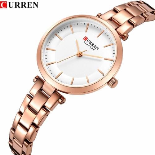 CURREN Women Luxury Brand Quartz Watches Rose Gold Bracelet Female Watches Casual Slim Clock for Ladies Wristwatch with Steel