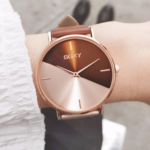 SOXY Womens Watch Rose Gold Leather Fashion Women Watches TOP Brand Luxury Reloj Mujer Saat Relogio Zegarek Damski 2020 New