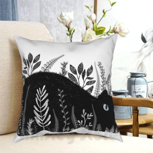Garden Cat In Black And White Pillow Case Printed Home Soft Throw Pillow Cat Kitty Kitten Black Cat Garden Outside