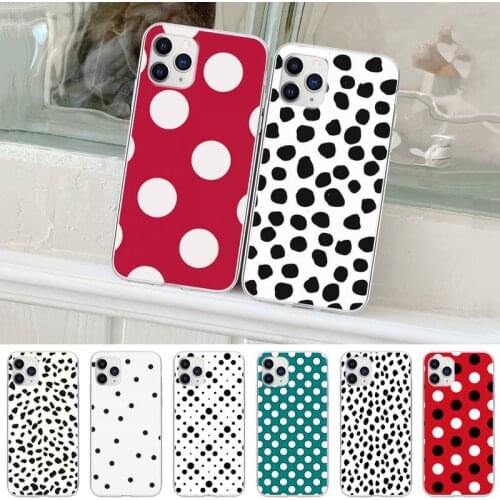 Black And White Polka Dot Transparent Phone Cover Case For IPhone 11 12 Pro Max X Xs Xr 7 8 6 6s Plus 5s Se 2020
