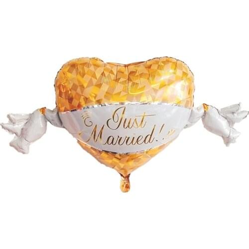 Chicinlife 1Pcs Just Mmarried Heart Shaped Foil Balloon Wedding Party Engagement Bride Groom Bridal Shower Decoration Supplies