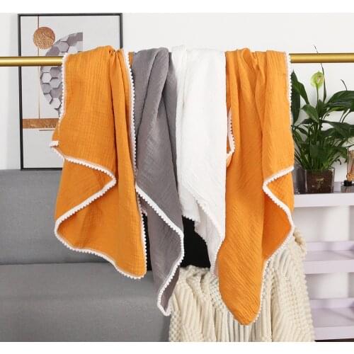 Spring summer Cotton Gauze Baby Wrap Towel Air Conditioning Blanket Solid Color newborn baby boy blankets Muslin Swaddle Wrap