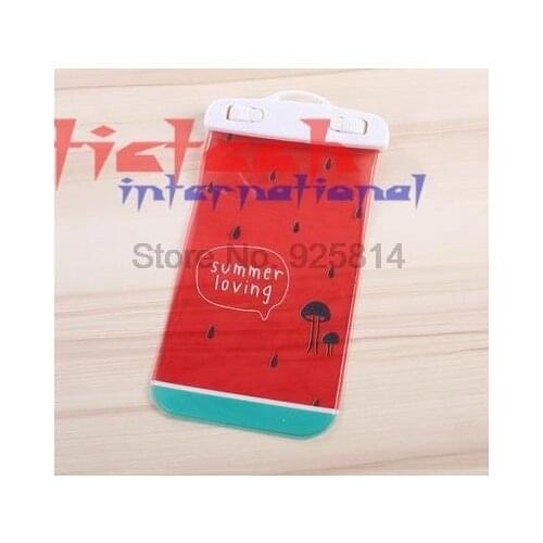 By dhl or ems 100pcs 5.5 inch 30 Meters Waterproof Phone Bag Case For iphone 7 6 6S Plus Case Cute Fruit Pattern Pouch