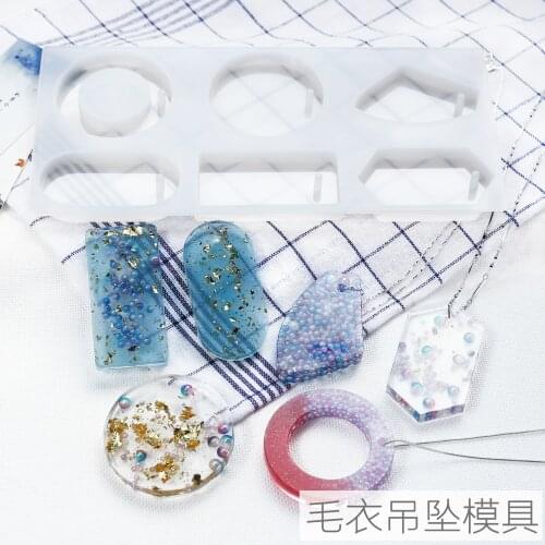 DIY Resin Mold Pendant with hole mold dry flower geometry rectangular round hanging decoration silicone mold