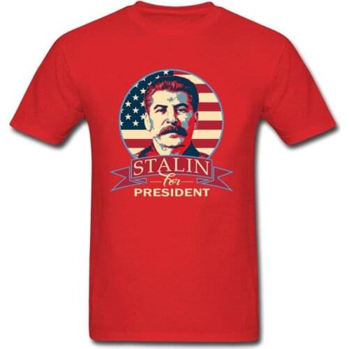 Stalin For President T-shirt Men C C C P Tshirt Red Tops & Tees Custom 100% Cotton Male Clothing Retro CCCP T Shirt America Flag