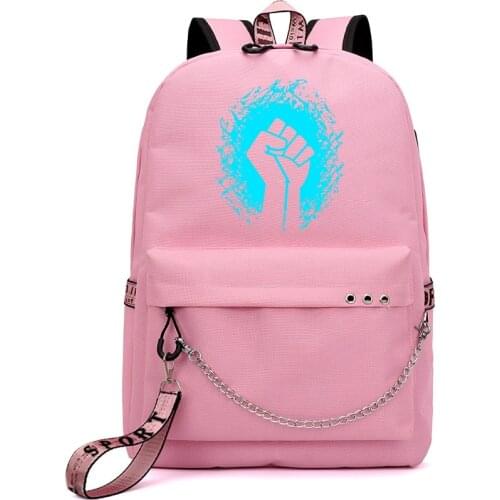 Cartoons Canvas Backpack USB Women Student Backpack Letters Print School Bag Teenager Girls Ribbons Backpack